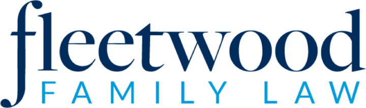 A logo with the text "fleetwood FAMILY LAW" in blue letters, emphasizing approachable yet professional legal services. The word "fleetwood" is in lowercase, while "FAMILY LAW" is in uppercase, reflecting clarity and consistency, all while offering transparent pricing.